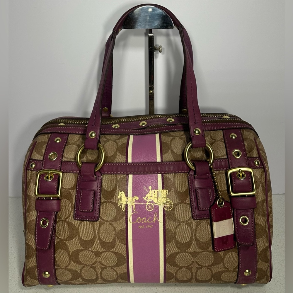Coach Signature Tattersall Boston Bag